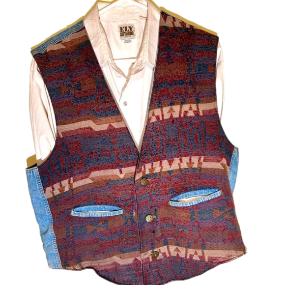 Arizona western denim/Navajo blanket vest. Men’s size medium. - Picture 1 of 2